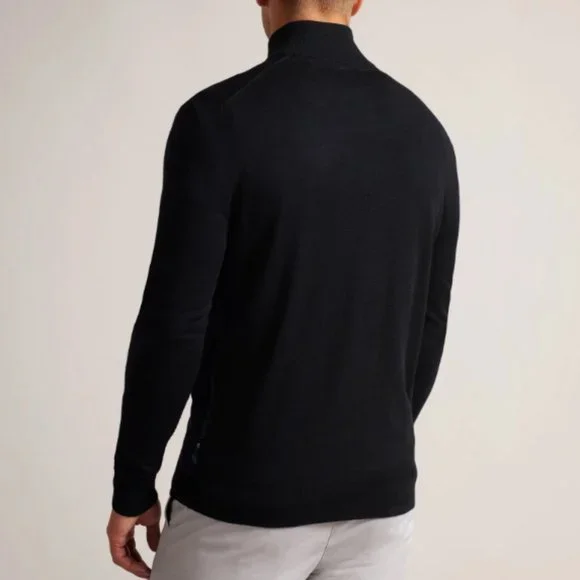 Ted Baker Tooting Merino Wool Half Zip Sweater in Navy Sz M NWT - Picture 5 of 12